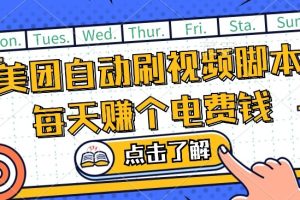 美团视频掘金，解放双手脚本全自动运行，不需要人工操作可批量操作【揭秘】