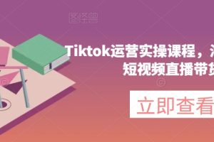 Tiktok运营实操课程，海外版抖音短视频直播带货