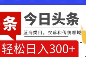 AI头条传统和农谚领域，蓝海类目，搬运+AI优化，轻松日入300+【揭秘】