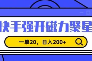 信息差赚钱项目，快手强开磁力聚星，一单20，日入200+【揭秘】