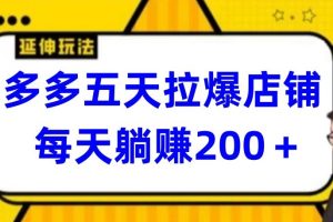 多多五天拉爆店铺，每天躺赚200+【揭秘】