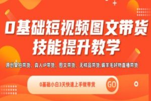 0基础短视频图文带货实操技能提升教学(直播课+视频课),0基础小白3天快速上手做带货